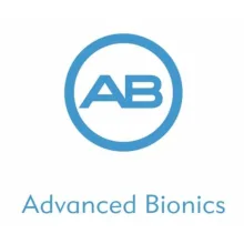 Firmenzeichen des Cochlea-Implantat-Herstellers Advanced Bionics, ein blauer Kreis mit den Buchstaben A und B.